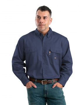 Men's Berne FR Button Down Work Shirt-Navy