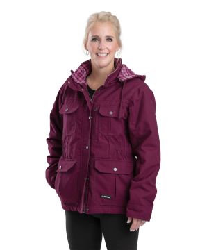 Women's Berne Softstone Quilted Barn Coat-Plum